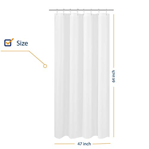 Image of N&Y HOME RV Shower Curtain Liner Fabric 47 x 64 inches, Hotel Quality, Washable, Water Repellent, White Bathroom Curtains with Grommets, 47x64