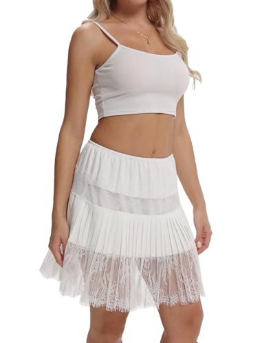 Image of Vanrose Jan Lace Shirt Extender for Women Layering Fake Top Lower Sweep Shirt Hollow Half Length Skirt