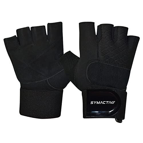 Amazon Brand – Symactive Gym Training Gloves, Set Of 2, X-Large, Impulse, Black
