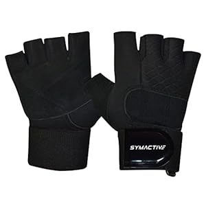 Amazon Brand – Symactive Gym Training Gloves, Set of 2, Large, Impulse, Black