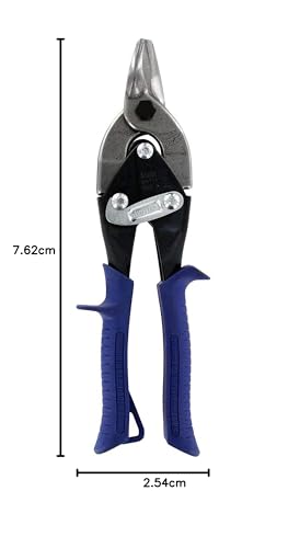 MIDWEST Bulldog Aviation Tin Snip Straight Cut Cutting Shears with Forged Blade & Kush'n-Power Comfort Grips MWT-6716B , Blue