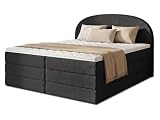 Sofnet Boxspringbett Cloud XL mit 2 Bettkästen und Topper, mit Taschenfederkern- und Bonellfederkernmatratze, Doppelbett, Polsterbett aus Bouclé-Stoff mit Stauraum (Schwarz (Coral 60), 180 x 200 cm)