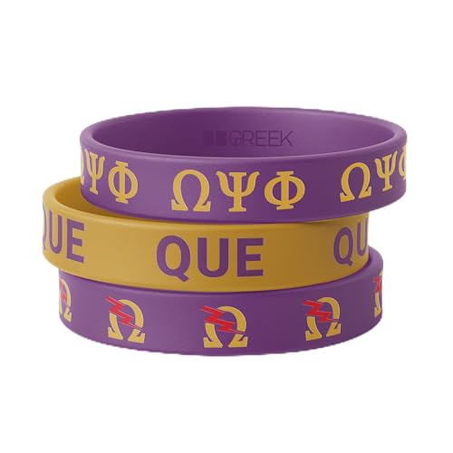 BBGreek Omega Psi Phi Fraternity Paraphernalia - Official Vendor - Set of 3 Silicone Bracelets - Que