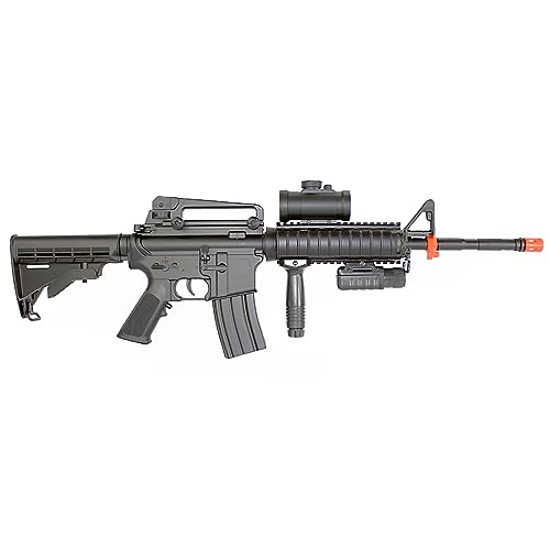 de m4 ris tacspec electric aeg rifle w/ flashlight and red dot scope(Airsoft Gun)