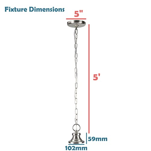 Image of Aspen Creative 21048-21, Indoor Pendant Light Kit, 6' SPT-1 Silver Wire / 5' Steel Chain. Socket Cup:4 inch W x 2-3 /8 inch H. Suitable:18 inch D. to 20 inch D. Pendant Shade. Satin Nickel.1 Pack