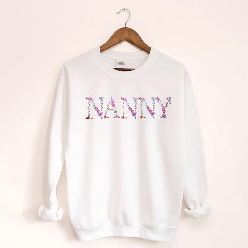 Embroidery Nanny Sweatshirts For Women Gift Sweatshirt From Grandkids Nanny Flower Grandma Gift Mothers Christmas3