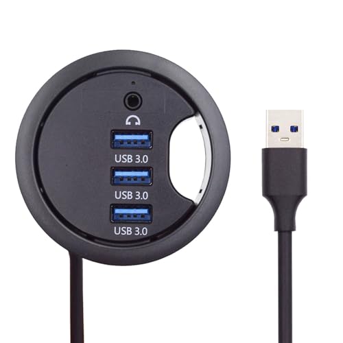 xiwai Hub répartiteur USB 3.0, carte son 3 ports USB multiport extenseur de 60 mm pour bureau, station d'accueil, casque, micro interface audio pour ordinateur de bureau