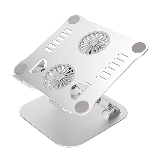 Soporte para portátil contra el sobrecalentamiento con ventiladores y base de aluminio plata