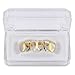 18K Gold Plated Two Tone Hollow Out Teeth Grillz Set – Hip Hop Mouth Grills, Fashion Accessory for Parties Streetwear Cosplay(Two-tone,Lower teeth)
