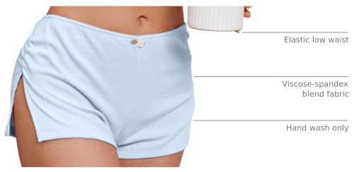 Image of FaroDor Cute Micro Pajamas Shorts for Women Low Rise Side Slit Ruched Lounge Shorts Pj Bottoms