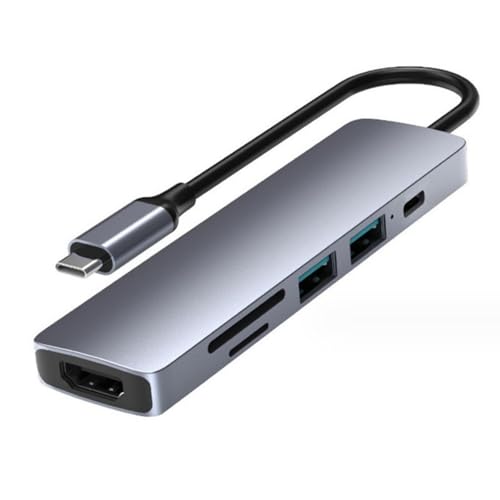 HUANGING Adaptador de concentradores USB C multipuertos de 8 puertos USB C con lector HDMI 4K 60Hz para portátiles, tabletas y teléfonos