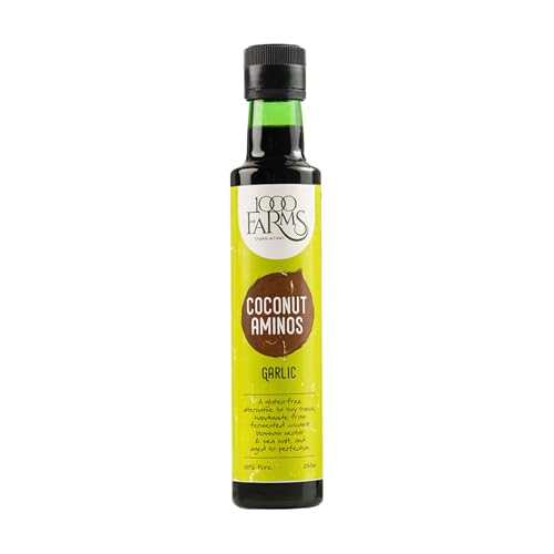 1000Farms Coconut Aminos with Garlic (250ml) - Soy-Free, Gluten-Free, Infused with Garlic