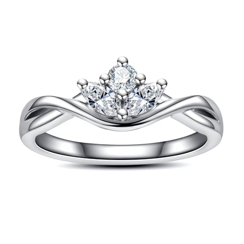 Marquise & Round Cut Moissanite Wedding Engagement Rings for Women D Color VVS1 Clarity 925 Sterling Silver Promise Anniversary Rings with Certificate