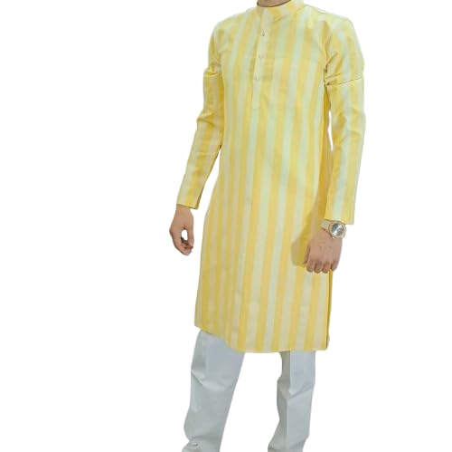 khadi libas Men's Traditional Striped Cotton Kurta (in, Alpha, Regular Fit)-picture-37