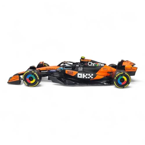Image of Bburago 1:43 McLaren MCL38 Lando Norris Senna Tribute F1 Diecast Model Car Collectible Formula 1 Racing Car Replica Detailed Display Gift for Fans