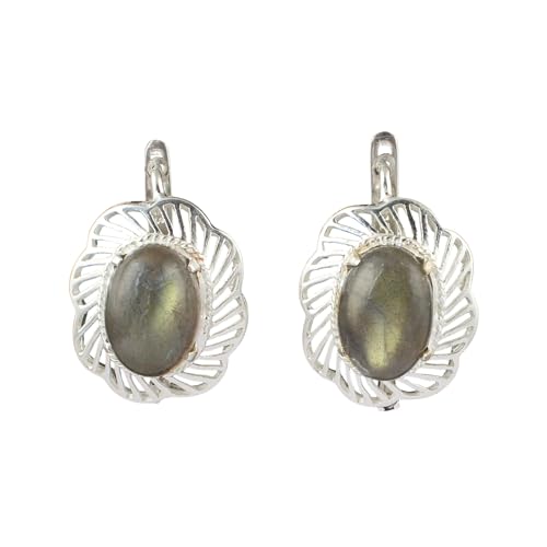 Boucles d'oreilles labradorite fait main en argent 925, l'art ancestral