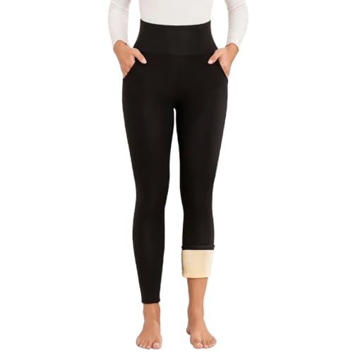 Women's Fleece Lined Leggings Thermal Warm Winter Leggings High Waisted Tummy Control Jogger Yoga Pants with Pockets - image 1