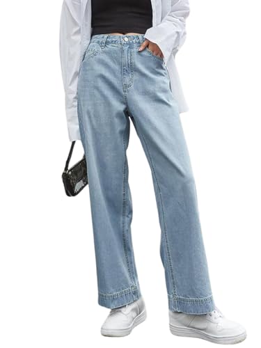 Image of GRECIILOOKS Women's Regular Fit High Rise Jeans | Pant | Baggy High Waist | Bell Bottom | Casual Straight Fit Trousers with Utility Pocket Design