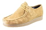 Men's Suede Moccasin Shoes, Memory Foam Comfort, Lace-Up, Black, Navy, Tan (Tan, UK Footwear Size System, Adult, Men, Numeric, Medium, 9)