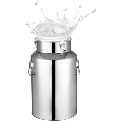 GOVNPJ Stainless Steel Milk Can, 1.32 Gallon Milk Bucket with Sealed Lid Milk Jug Large Capacity Milk Pail, Milk Jug Goat Milking Supplies Cover