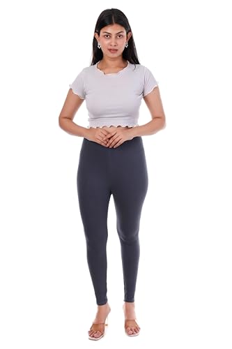 Image of TPF Women Solid Cotton Lycra Stretchable Leggings | Comfortable Ankle-Length Slim Fit Leggings for Women & Girls | Soft, Breathable Wear Bottoms