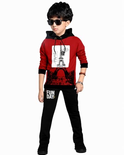 Image of LilBits Boys Summer Co-Ord Set Cotton Blend T Shirt & Lower Set for Kids Boys (2-16 Yrs), Typography Printed Casual Clothing Set, Regular Fit