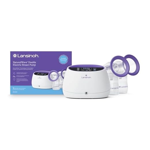 Lansinoh NaturalWave Double Electric Breast Pump White/Purple | Hospital-Grade Suction with 12 Levels, 5 Flange Sizes & Baby-Mimicking Motion | Breastfeeding Essentials for Pumping Moms
