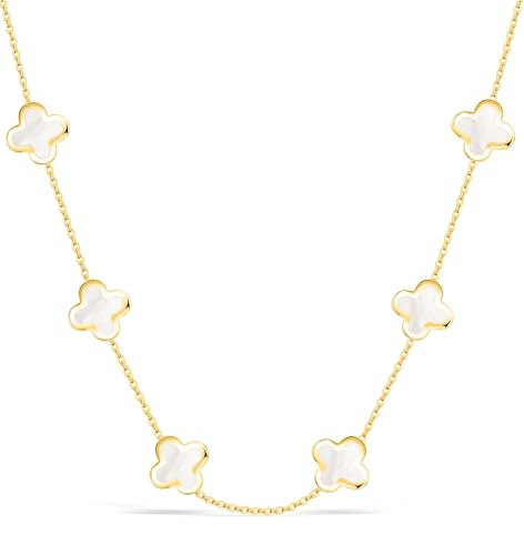 SHINYY Four Leaf Clover Choker Necklace for Women | 18K Gold Plated Lucky 4 Leaf Jewelry | Trendy Gifts for Her