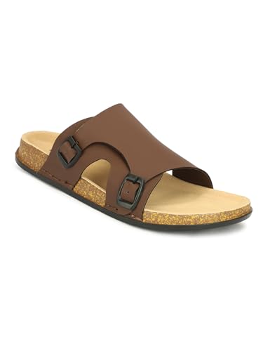 Image of Men Full Cover Double Buckle Slippers | Covered Slip-On Sandals for Men | Comfortable Footwear | Adjustable Strap Rubber Sandals | Anti-Slip Sole Slippers
