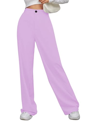 Pantalon droit pour femme Toochki violet en coton taille haute style coréen