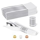 Germiwipe Paper Napkin Band, 200PCS Matte Silver Napkin Ring Self-Adhesive, Silverware Wraps Bands,Table Setup Wedding Event Party Supply (Matte Silver /200pcs)