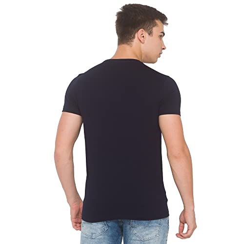 Image of Spykar Men's Cotton Blend Slim T-Shirts