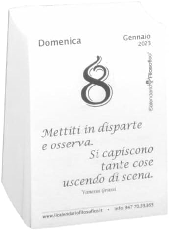 Il Calendario Filosofico 2023 Mignon, The First and Original Table Calendar with 365 Days of Philosophical Phrases, Every Day One Phrase, Designed and Created in Bologna, A8 Size 5x7 cm