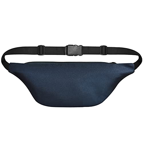 Image of Unisex Waist Pack Travel Handy Hiking Zip Pouch Elegant Style Document Money Phone Belt Sport Bag Bum Bag for Men and Women Nylon Adjustable Strap (Navy Blue Doted)