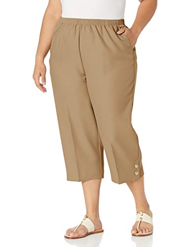 Alfred Dunner Women's Plus Size Classic FIT Capri, Tan, 16W