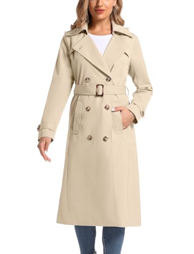 Amazon.com: poonyfesh Women's Waterproof Long Trench Coat Double