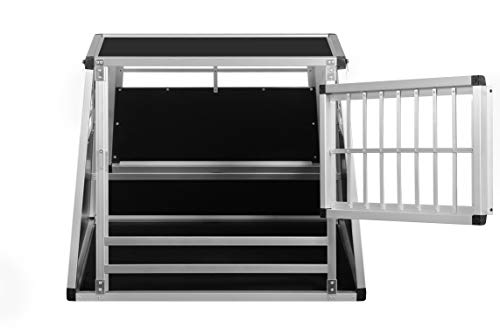ALPUNA Transportbox N36 – Aluminium Hundebox 70×86×68 cm – Auto Hundebox mit Notausstieg, sicherer Hundetransport im Kofferraum