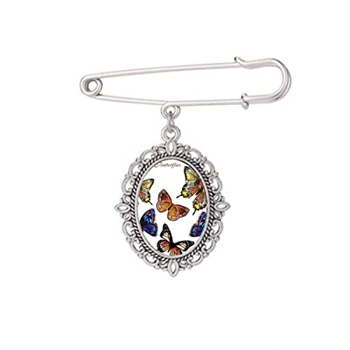Broche papillon multicolore taille M pour ajuster un châle ou décorer une chemise
