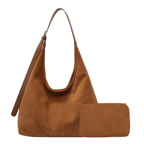 Image of Suede Bags for Women Suede Hobo Bag Retro Suede Tote Bag Slouchy Suede Shoulder Bag Crossbody Handbags Suede Purse