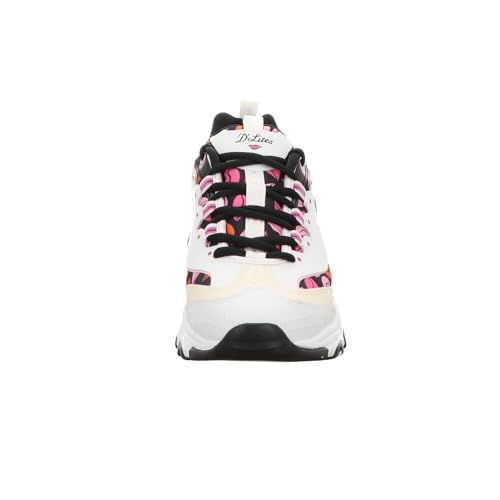 Skechers Women's D Lites-Red Briefs Sneaker, White, 8.5 US