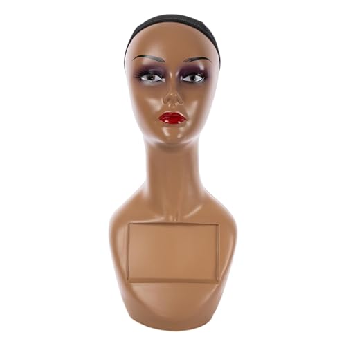 Perruque brune et visage mannequins pour vitrines de prêt-à-porter et lunetterie