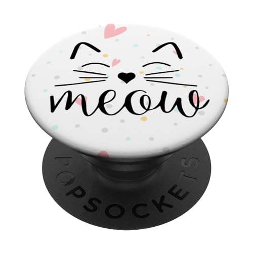 Meow Cute Cat Face Quote PopSockets PopGrip
