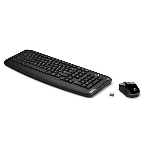 HP 300 Tastiera e Mouse Wireless, 1600 Dpi, 10 Tasti di Scelta Rapida, Tecnologia Advanced Encryption Standard, Nero [Layout Italiano]