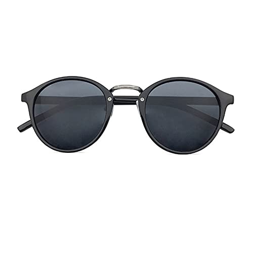 Croogo サングラス カラーレンズ メガネ 男女兼用 sunglass おしゃれ 丸型 軽量 花粉対策 眼鏡 ファッション小物 ケース付き(G-GL02-黒)