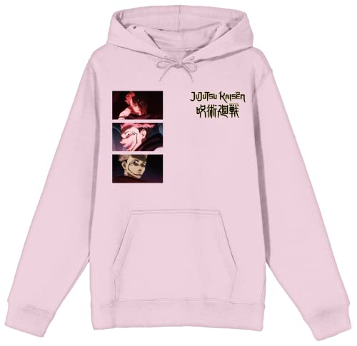 Jujutsu Kaisen Multi Screenshot Long Sleeve Cradle Pink Men's Hooded Sweatshirt