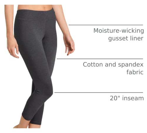 Jockey Women's Activewear Cotton Stretch Capri Legging, Charcoal Grey Heather, 2XL - image 4