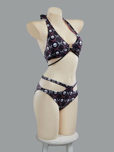 MEOWCOS Women Bikini Set Gothic Swimsuit Personalized Skull-Themed Print Bathing Suit3