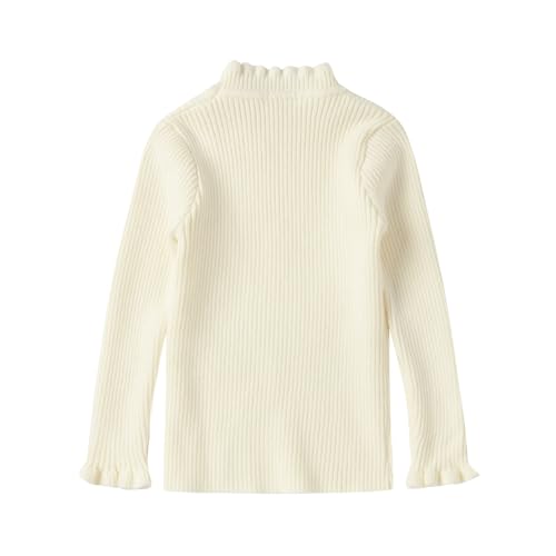 Image of LittleSpring Girls Basic Shirt Slim Fit Ruffle Long Sleeve Mock Neck Ribbed Knit Pullover Top