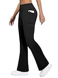 COPYLEAF Fleece Lined Leggings Women Winter Flare Thermal Leggings Water Resistant Hiking Cargo Snow Pants with 4 Pockets(Black M)