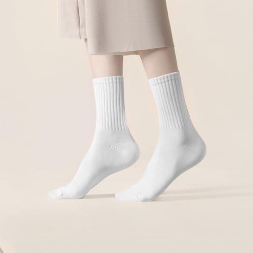 Image of VWU Women Men Crew Socks Cotton Dress Socks Ankle Neutral Casual Gilr Boy Solid Color Crew Socks SIze 5-12